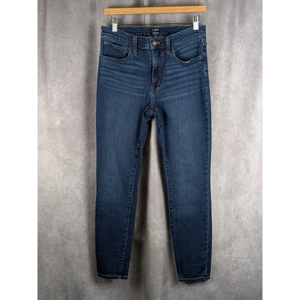 J.Crew 9" Mid-Rise Skinny Jeans Women 27 Dark Indigo Blue Denim Pants - Picture 1 of 3